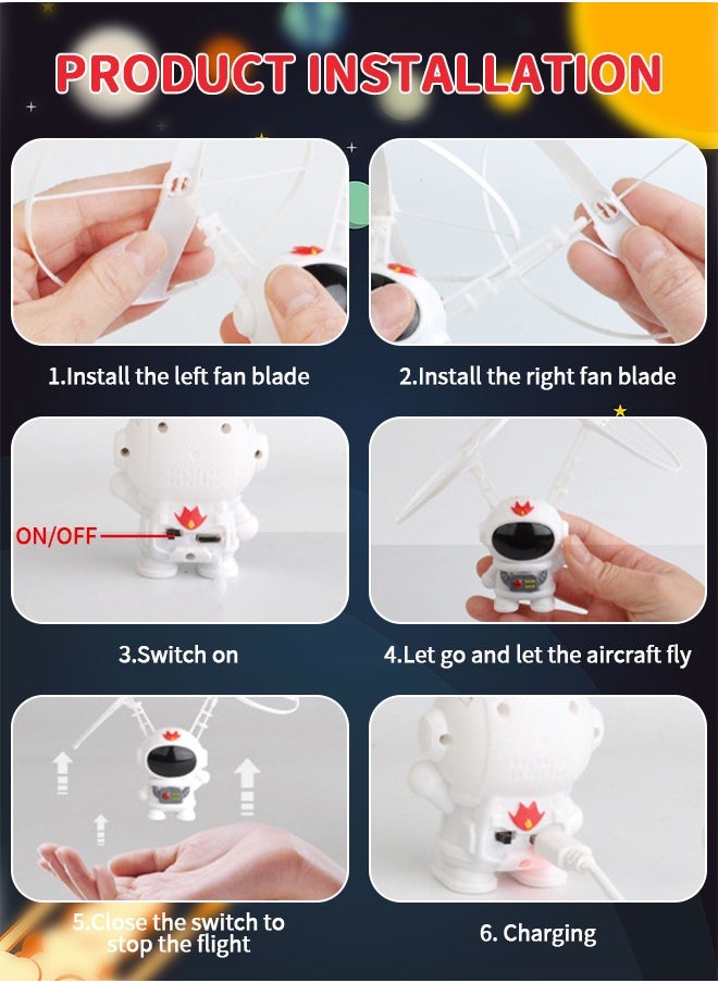 GROIC Flying Toys Spacemen Flying Ball Toys Rechargeable Light Up Ball Drone Infrared Induction Helicopter with Double Ring Bladed Propellers for Indoor and Outdoor Games Flying Fairy Toys  - Image 5