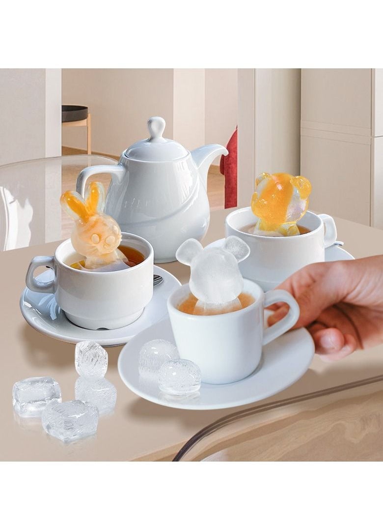 Arabest - Bear And Rabbit Ice Molds 3 Pack, Ice Cube Trays Mold to Make Lovely 3D DIY Drink Ice Coffee Juice - Image 1