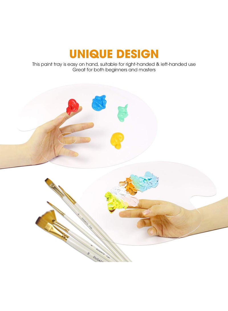 BABONA Acrylic Paint Palette 2pcs 11.8 x 7.9 inches with Thumb Hole by , Clear Oval-Shaped Non-Stick Acrylic Oil Paint Mixing Tray- Comfortable to Hold & Easy to Clean - for DIY Art Painting Plate - Image 4