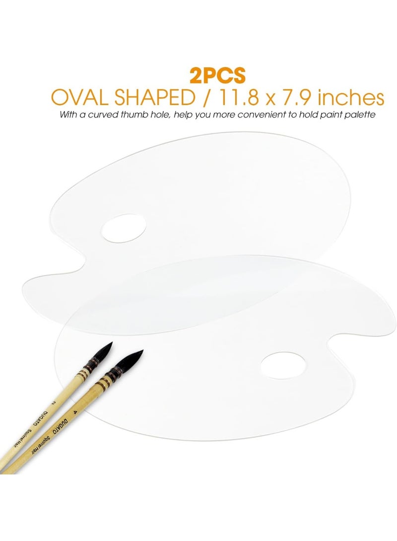 BABONA Acrylic Paint Palette 2pcs 11.8 x 7.9 inches with Thumb Hole by , Clear Oval-Shaped Non-Stick Acrylic Oil Paint Mixing Tray- Comfortable to Hold & Easy to Clean - for DIY Art Painting Plate - Image 5
