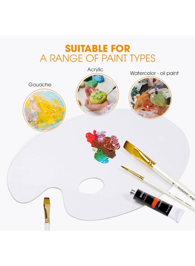 BABONA Acrylic Paint Palette 2pcs 11.8 x 7.9 inches with Thumb Hole by , Clear Oval-Shaped Non-Stick Acrylic Oil Paint Mixing Tray- Comfortable to Hold & Easy to Clean - for DIY Art Painting Plate - Image 3