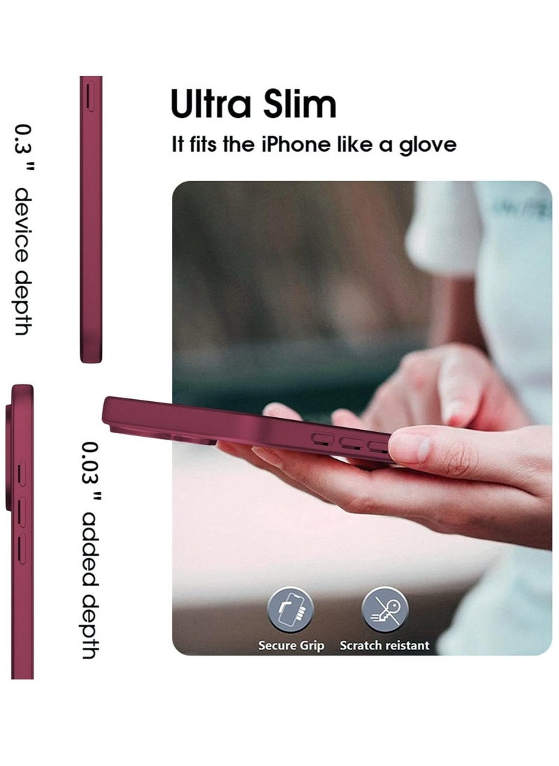 JAJEEK "iPhone 16 Wine Red Case – Ultra-Thin Matte Cover with Camera Lens and Screen Protectors, Light Soft Touch, Shockproof Design" - Image 3