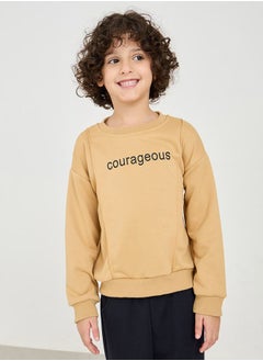 Slogan Print Drop Shoulder Sweatshirt