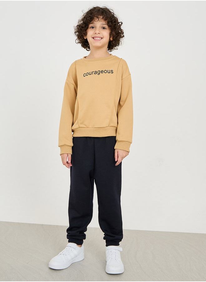 Styli - Slogan Print Drop Shoulder Sweatshirt - Image 1