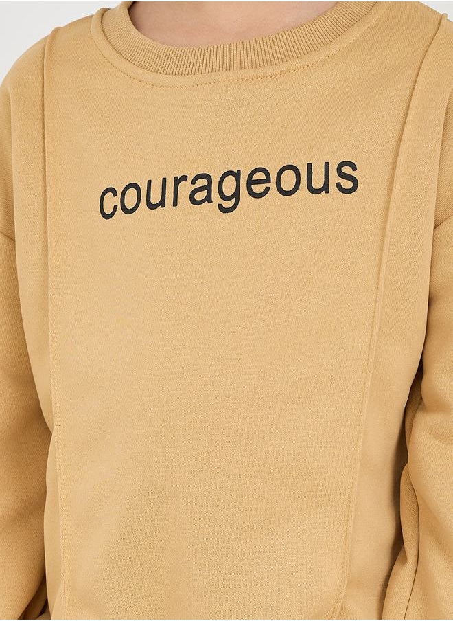 Styli - Slogan Print Drop Shoulder Sweatshirt - Image 1