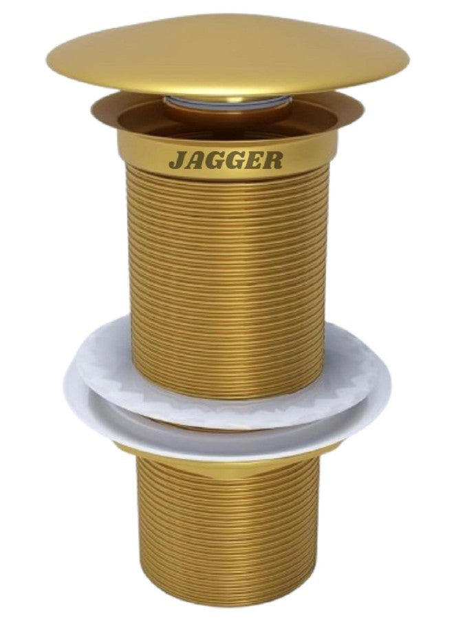 JAGGER JAG132 Brass Stainless Steel Wash Basin Waste Popup Sink Coupling with Full Thread Glossy Finish Corrosion Resistant For Home/Office/Bathroom ([ 5" INCH ], GOLD, 1) - Image 1