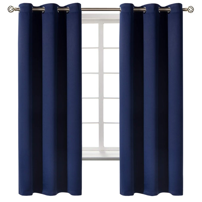 BLACKOUT CURTAINS FOR BEDROOM 63 INCHES LONG NAVY BLUE ROOM DARKENING THERMAL INSULATED SUNLIGHT BLOCKING GROMMET WINDOW DRAPES FOR KIDS BOYS ROOM SET OF 2 PANELS 42 X 63 INCH