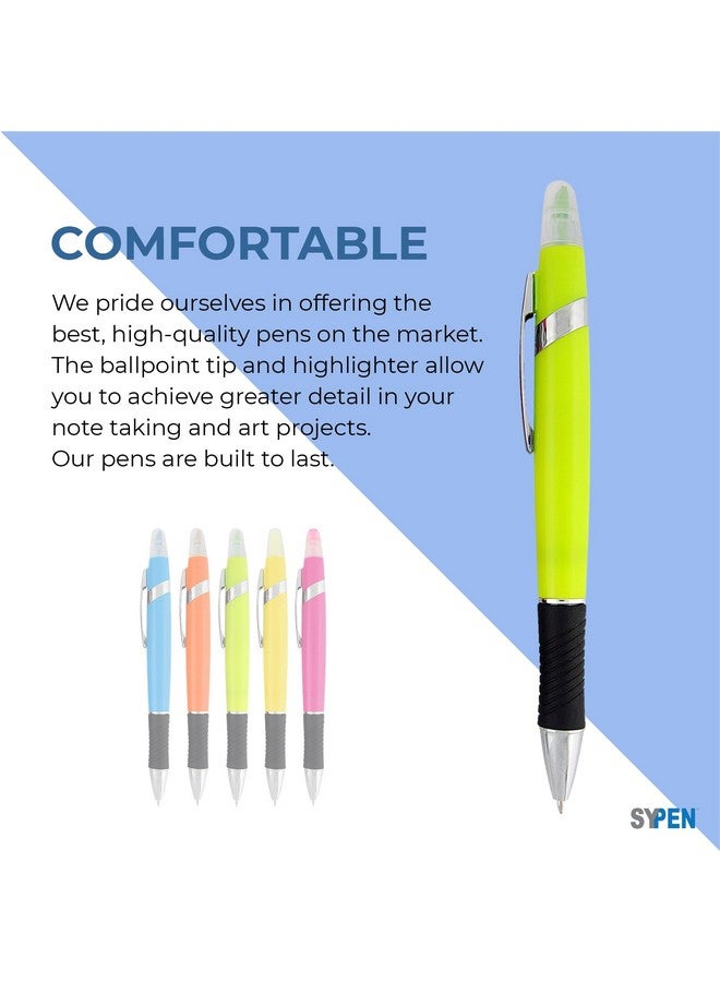 SyPen Highlighter With Ballpoint Pen Combo Comes In An Array Of Bright Colors 5 Pack - Image 2