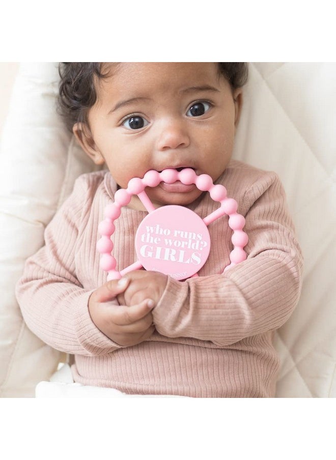Bella Tunno Happy Teether For Girls Soft & Easy Grip Teething Ring Perfect For Babies And Teething Toys To Help Soothe Gums Nontoxic Bpa Free Silicone Teether Who Runs The World Girls  - Image 3