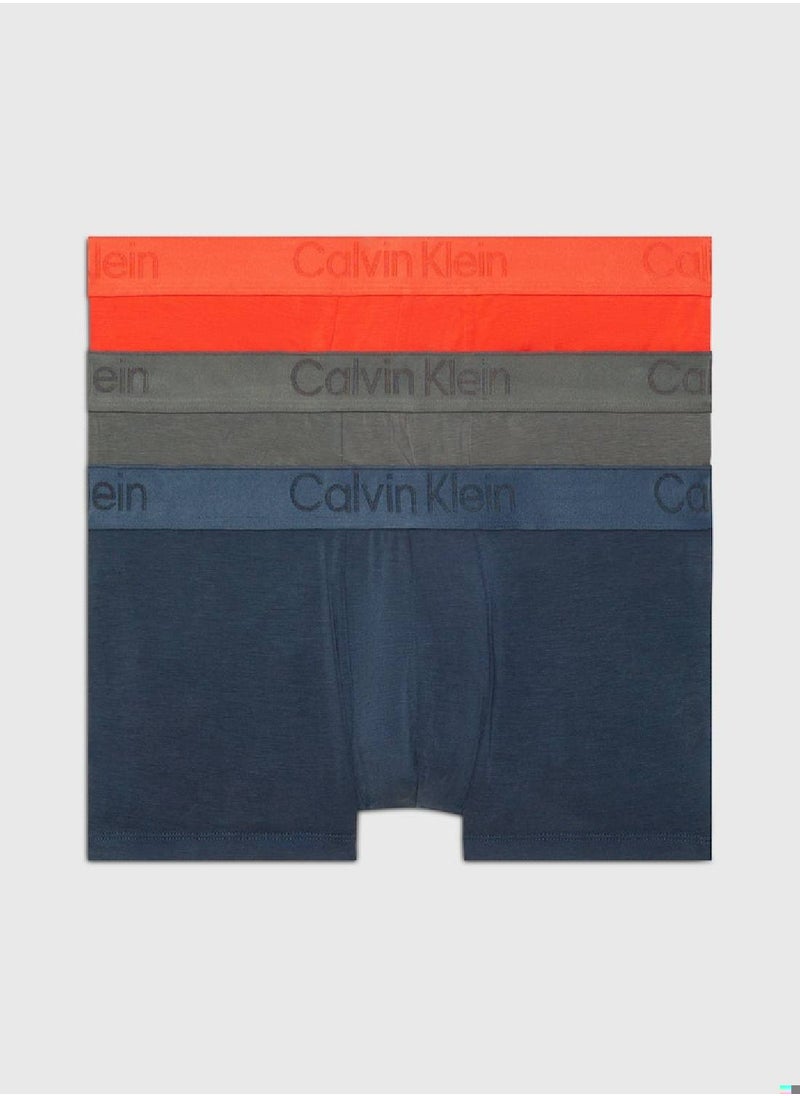 CALVIN KLEIN - Men's 3 Pack Low Rise Trunks - CK Black -  microfibre jersey, Multi - Image 1