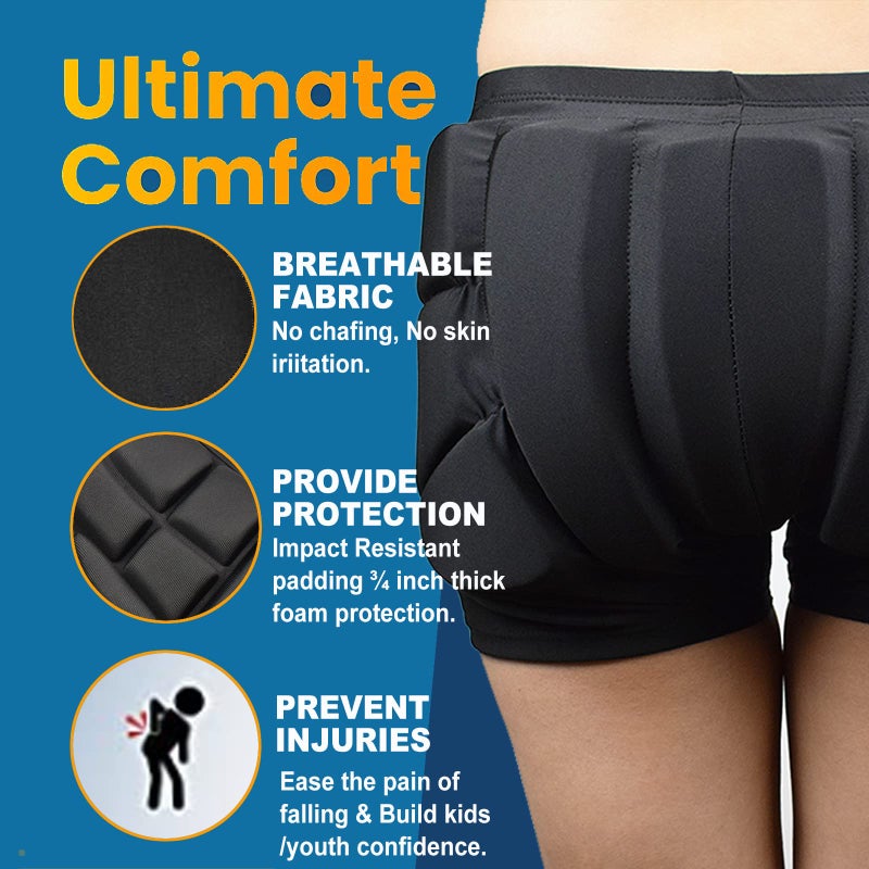 Randder Kids Butt Pad Shorts For Skating Snowboarding Ski Hockey  Hip Tailbone Padded Shorts For Youth Child(Black  M) - Image 2