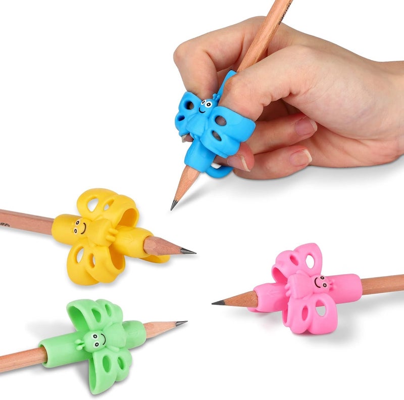 AIMERS Soft Silicone Pencil Gripper for Kids ButterflyShaped Writing Aid Pen Holder Finger Grip Handwriting Tool Perfect for Left RightHanded Writers Kids Handwriting Trainer Pack of 3