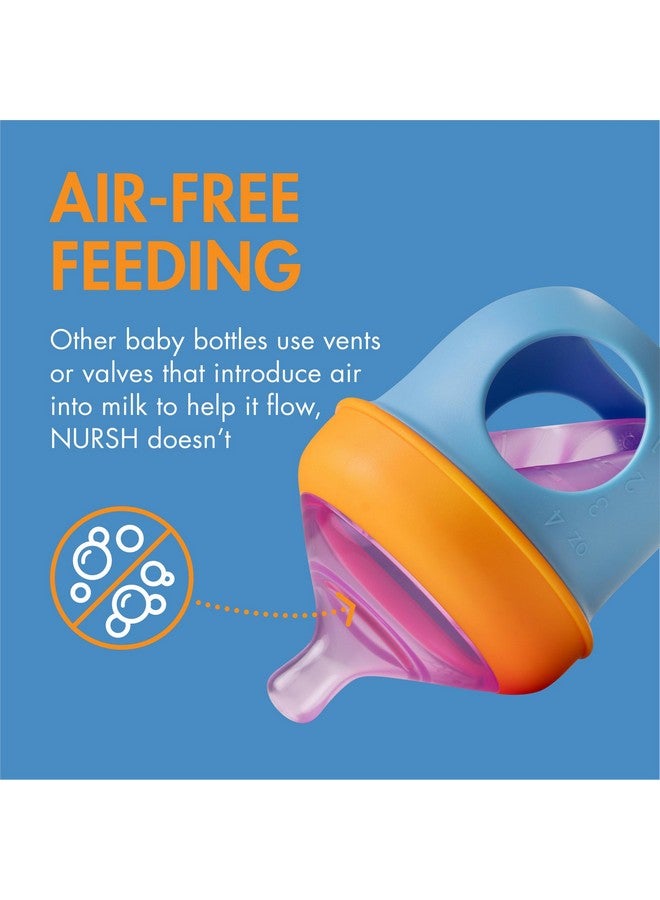 بون زجاجات الرضاعة القابلة لإعادة الاستخدام من Boon Nursh - حلمة تدفق بطيء - جراب وحلمة من السيليكون لزجاجات الرضاعة - أساسيات تغذية الطفل - كتلة ألوان - من عمر 0 إلى 3 أشهر - 3 قطع - 4 أونصة - Image 3