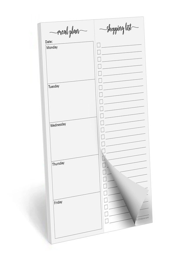 321Done Magnetic Meal Planning Pad, 5.5x8.5, Made in USA, M-F Weekly Menu Planner & Grocery List for Refrigerator, Perforated Tear Off Checklist (50 Pages), Thick Paper, Strong Magnet for Fridge - Image 1