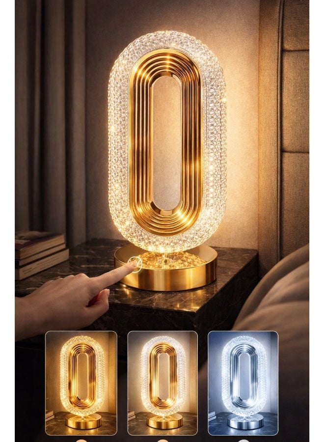 أهاكاك مصباح طاولة LED - مصباح مكتب لاسلكي بشاشة تعمل باللمس - قابل للشحن عبر منفذ USB - ذهبي - Image 2