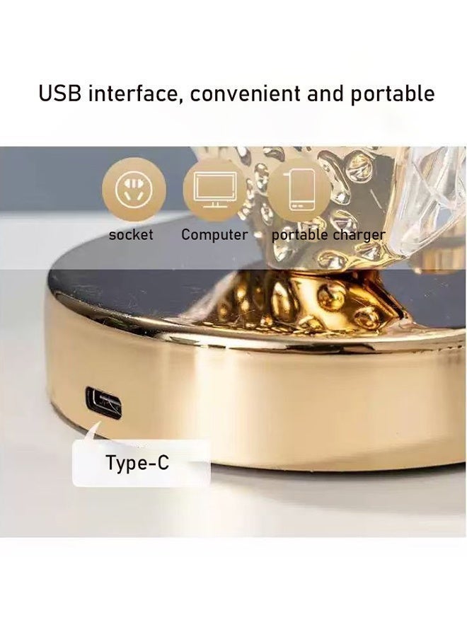 أهاكاك مصباح طاولة LED - مصباح مكتب لاسلكي بشاشة تعمل باللمس - قابل للشحن عبر منفذ USB - ذهبي - Image 4