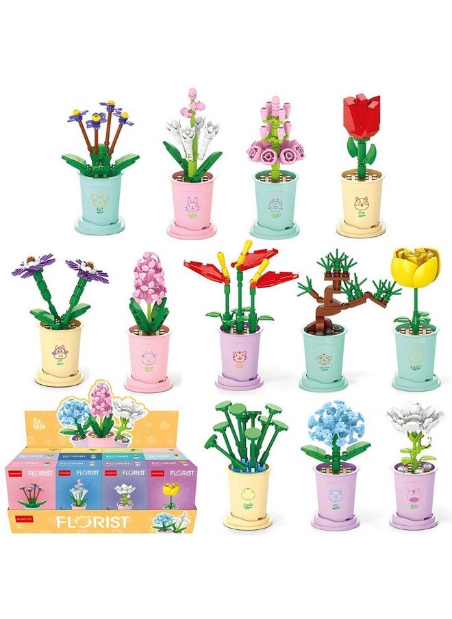 Liberty imports Liberty Imports 12 Pack Mini Flower Botanical Building Block Collection, Creative Flower Plant Toy Set for Kids, Home or Office Colorful Decorations  - Image 1