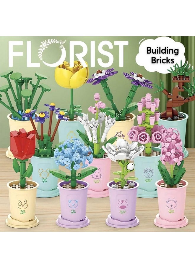 Liberty imports Liberty Imports 12 Pack Mini Flower Botanical Building Block Collection, Creative Flower Plant Toy Set for Kids, Home or Office Colorful Decorations  - Image 2