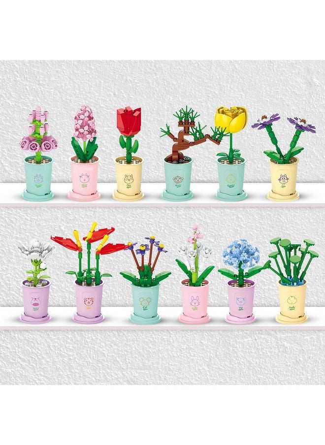 Liberty imports Liberty Imports 12 Pack Mini Flower Botanical Building Block Collection, Creative Flower Plant Toy Set for Kids, Home or Office Colorful Decorations  - Image 4