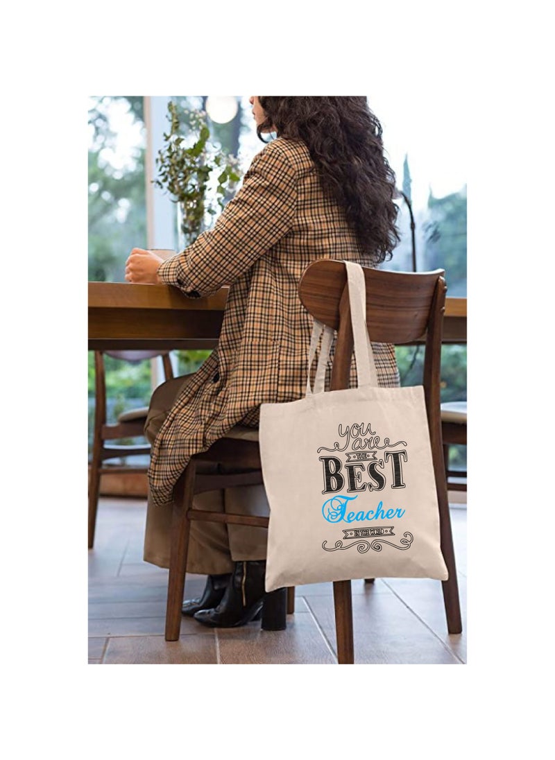 Generic Teacher's day Gift Cotton Bag with Funny Design - Reusable Canvas Tote Bag - Eco Friendly - Lightweight - Grocery Shopping Bag - Gifts for Teacher - School - Office - Travel  - Image 3