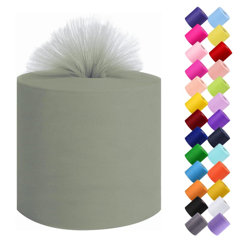 Tulle Fabric Roll 6 by 200 Yards 600FT Tulle Organza Fabric Spool for DIY Tutu Skirt Baby Shower Decor Wedding Backdrop Crafts Birthday Party Supplies Sliver