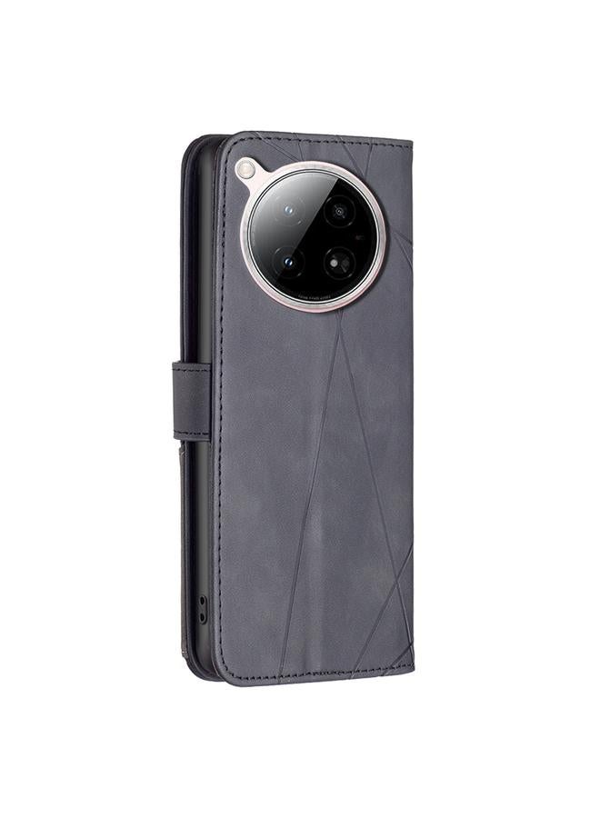 اس-توب جراب لهاتف Infinix Zero 40 4G مصنوع من الجلد بمشبك مغناطيسي على شكل معين - Image 4