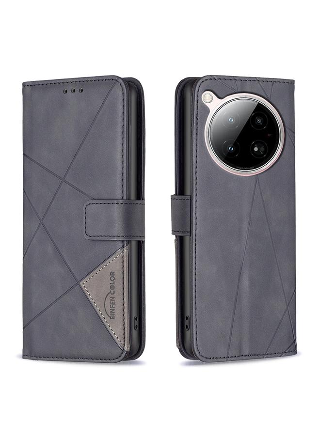 اس-توب جراب لهاتف Infinix Zero 40 4G مصنوع من الجلد بمشبك مغناطيسي على شكل معين - Image 1