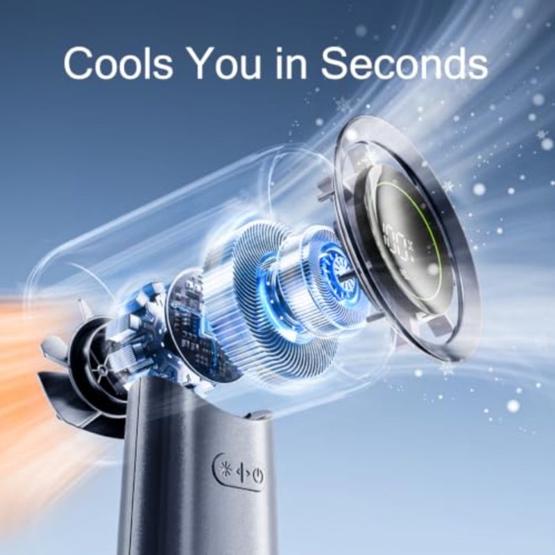 Mini Turbo Jet Fan with Screen, 100-Speed Digital Display Handheld Personal Fan, USB-C Rechargeable Battery Operated, Pocket-Sized Portable Fan for Travel Office Desk - Image 4