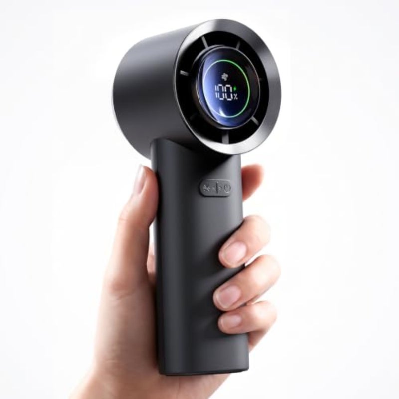 Mini Turbo Jet Fan with Screen, 100-Speed Digital Display Handheld Personal Fan, USB-C Rechargeable Battery Operated, Pocket-Sized Portable Fan for Travel Office Desk - Image 1
