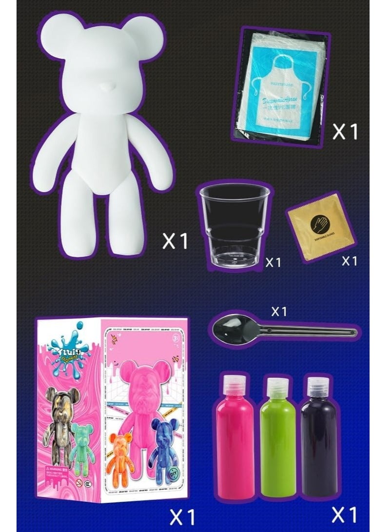 RATSAW مجموعة أدوات الرسم على شكل دب سائل للرسم DIY مقاس 23 سم باللون الأزرق والأصفر - Image 2