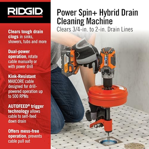 Ridgid 57043 POWER SPIN+ Power Spinner Drain Cleaner - Image 2