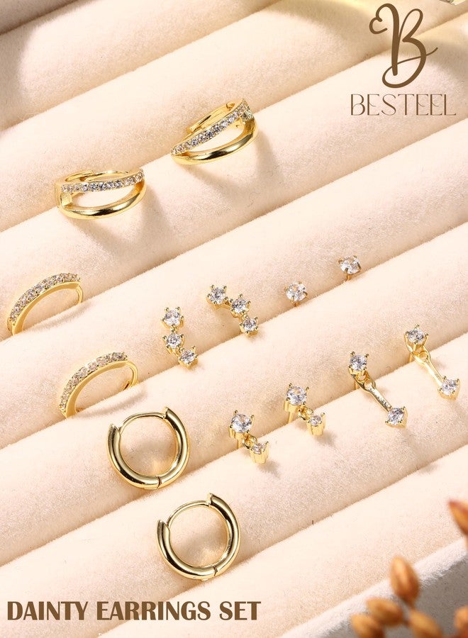 BESTEEL Small Stud Hoop Earrings for Women - 7 Pairs Hypoallergenic 14K Gold Plated Huggie Earring Sets for Multiple Piercing Dainty Earring Stacks Cute Cartilage Jewelry Trendy Gifts - Image 5