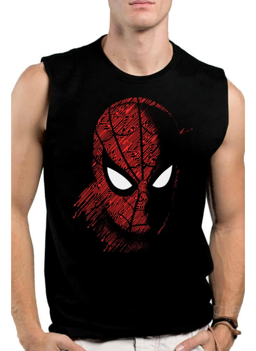 Rock&Roll Digital Spider Black Cutout Sleeve | Sleeveless Men's T-Shirt | Athlete