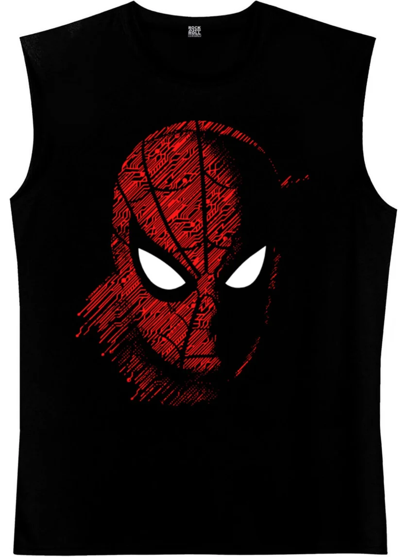 روك اند رول Digital Spider Black Cutout Sleeve | Sleeveless Men's T-Shirt | Athlete
