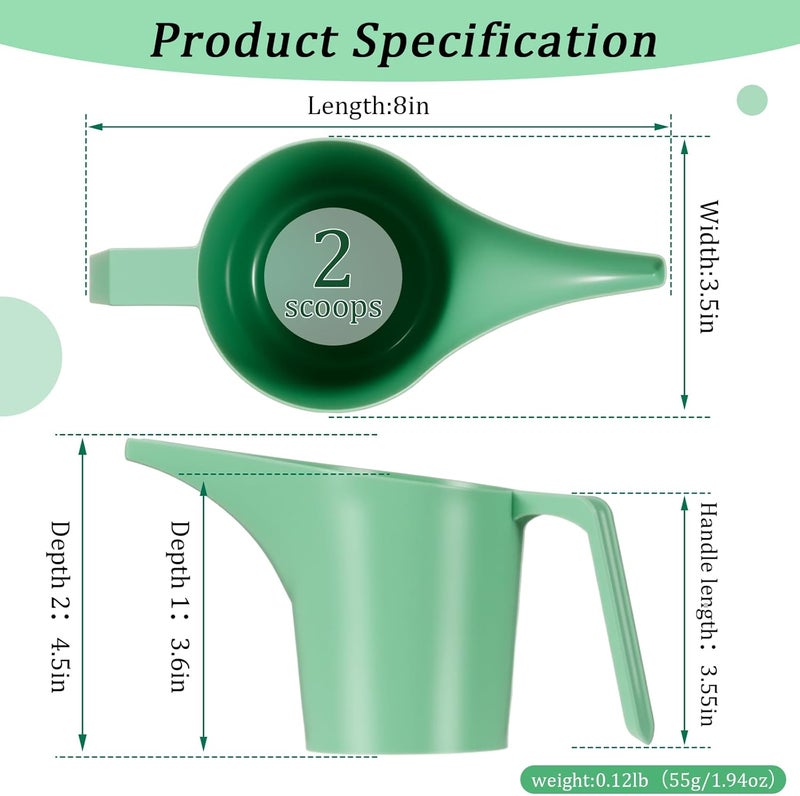 Relaxweex 2 Pcs Bird Seed Scoop, Pet Food Scoop Large Capacity Suitable Narrow Spout for Small Animal Food Tube Feeders Ease in Filling Bird Feeders, Green - Image 2