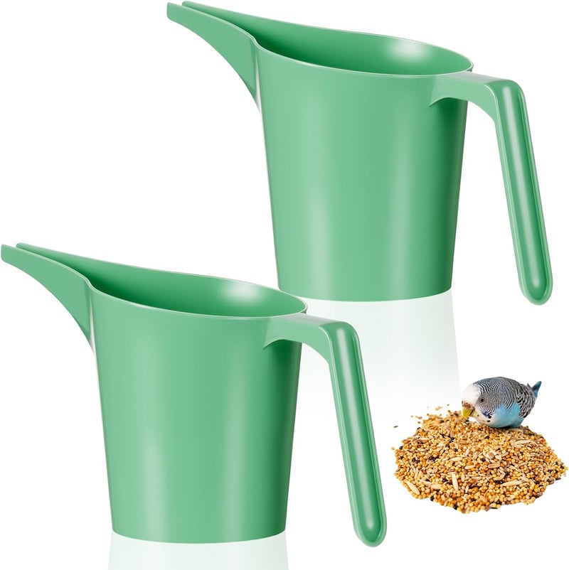 Relaxweex 2 Pcs Bird Seed Scoop, Pet Food Scoop Large Capacity Suitable Narrow Spout for Small Animal Food Tube Feeders Ease in Filling Bird Feeders, Green - Image 1