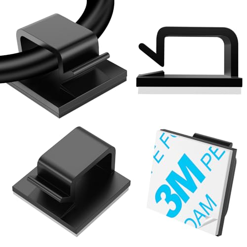TidyHelper 120 PCS Cable Clips, Adhesive Cord Clips for Wires on Wall, Strong Wire Clips Holders Cord Organizer for Cable Management, Christmas Lights, USB, Phone Charger, Cat 6, Car Dash Cam (Small, Black) - Image 1