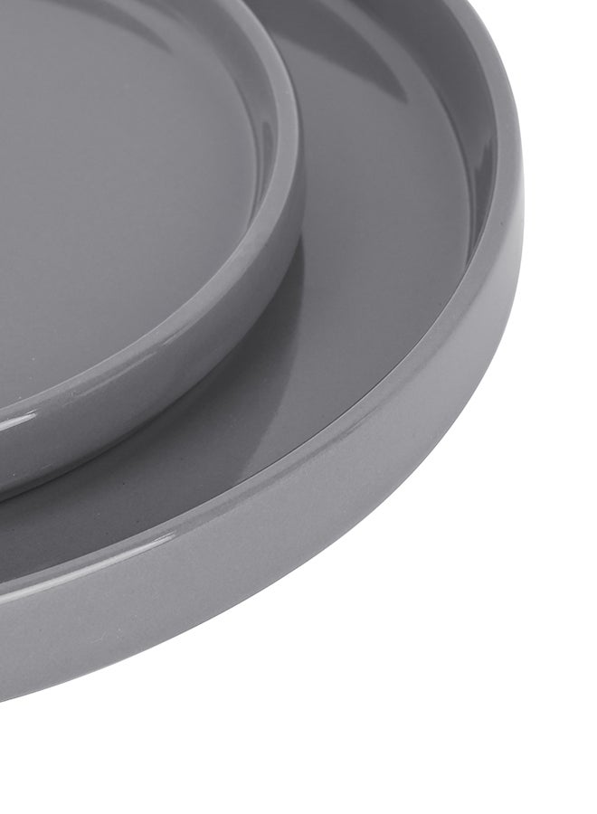 Ollieroo طقم أدوات مائدة من الخزف 18 قطعة، طقم لـ 6 أشخاص، آمن للاستخدام في الميكروويف وغسالة الصحون، رمادي داكن - Image 5