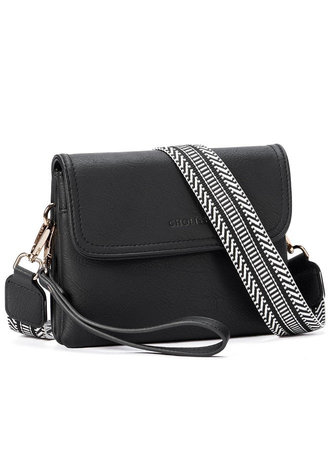 CHOLISS Small Crossbody Bags for Women, Vegan Leather Cell Phone Purse, Mini Travel Purse with Adjustable Strap Womens Gifts, Guitar&wrist Straps - 03 Classic Black, Small, Casual - Image 1