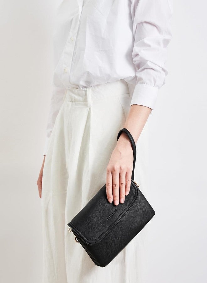 CHOLISS Small Crossbody Bags for Women, Vegan Leather Cell Phone Purse, Mini Travel Purse with Adjustable Strap Womens Gifts, Guitar&wrist Straps - 03 Classic Black, Small, Casual - Image 3