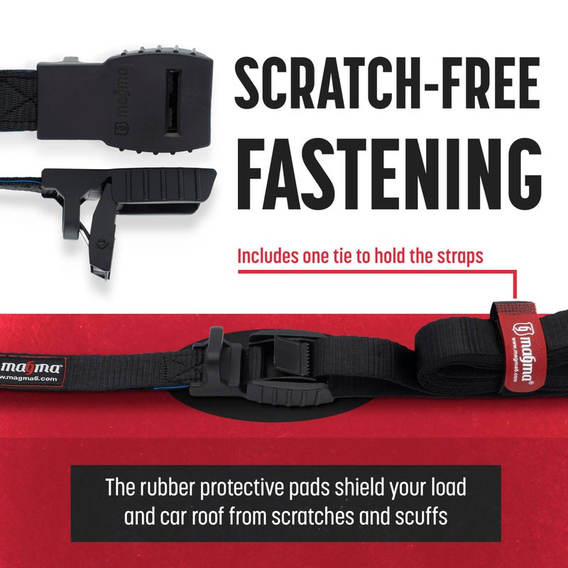 Magma MAGMA Pack of 2, 3M lashing straps, short fastening strap with anti-scratch rubber buckle and clamping lock, 500 kg resistance lashing straps, safe loading of car, kayak, canoe, luggage, surfboard, - Image 2