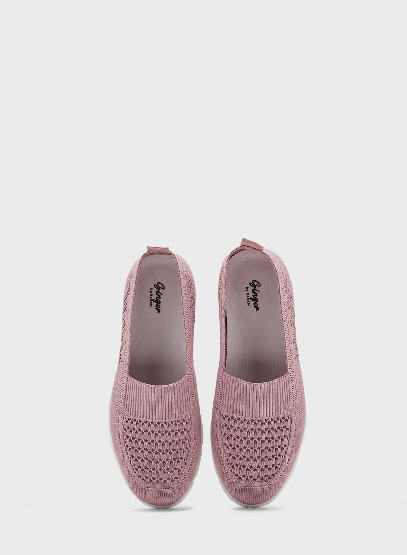 Ginger Textured Detail Slip On Comfort Shoe