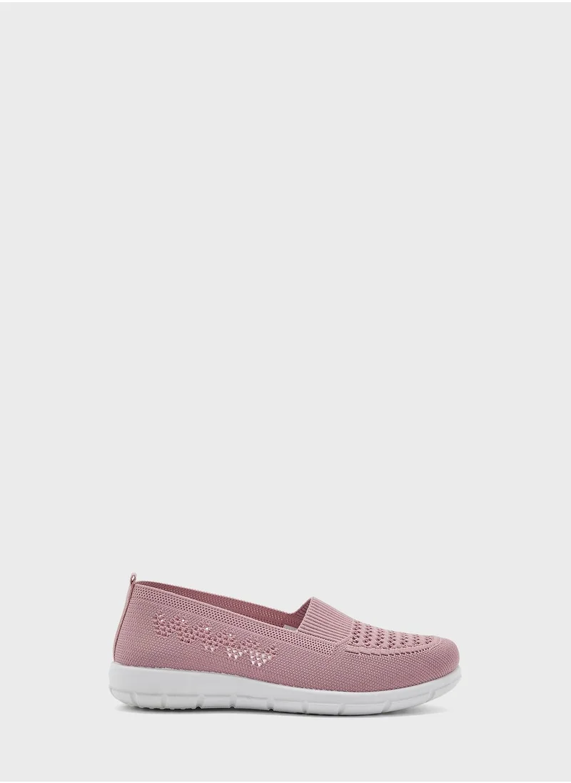 Ginger Textured Detail Slip On Comfort Shoe