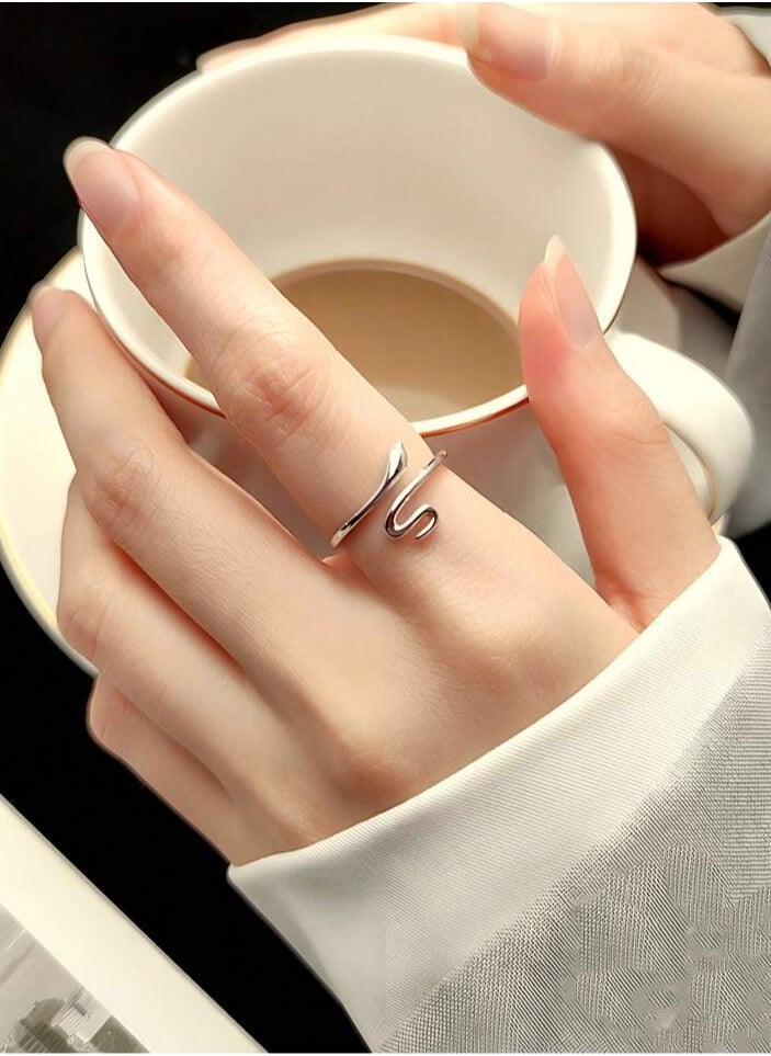 925 Sterling Silver Charms - Luxurious And Delicate Silver Ring Made With High Quality And Precision From 925 Sterling Silver In The Shape Of Coiled Snake To Give A Wonderful Look To The Princess Who Deserves It - Image 1