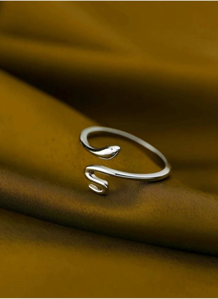 925 Sterling Silver Charms - Luxurious And Delicate Silver Ring Made With High Quality And Precision From 925 Sterling Silver In The Shape Of Coiled Snake To Give A Wonderful Look To The Princess Who Deserves It - Image 1