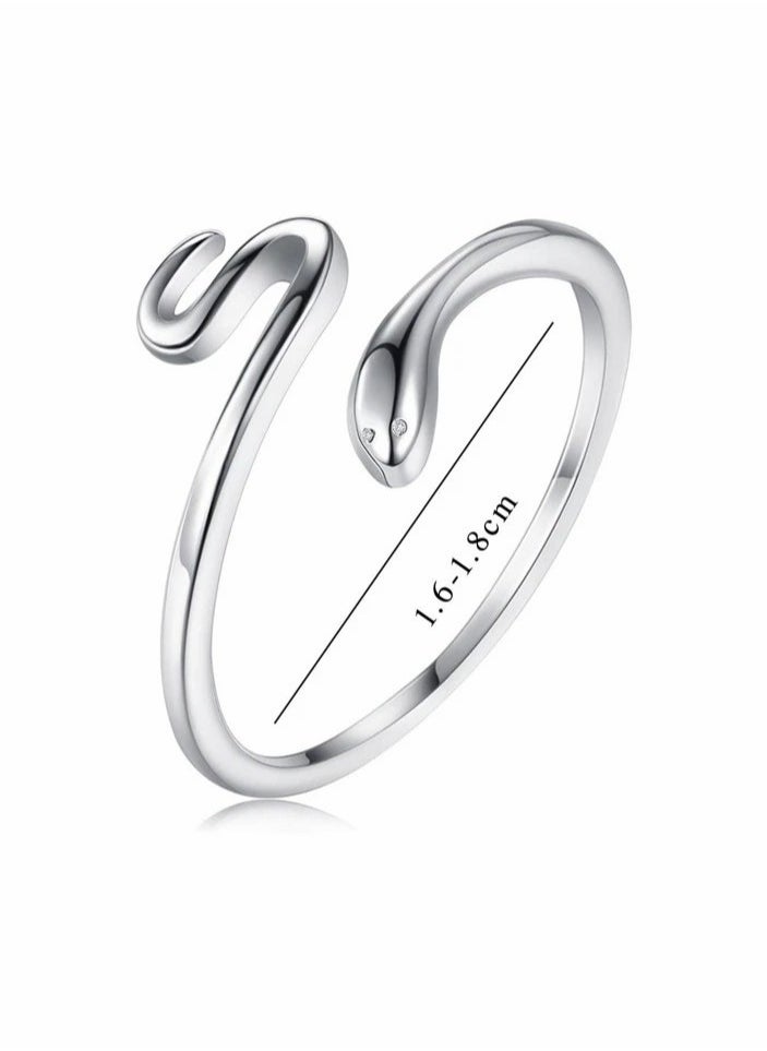 925 Sterling Silver Charms - Luxurious And Delicate Silver Ring Made With High Quality And Precision From 925 Sterling Silver In The Shape Of Coiled Snake To Give A Wonderful Look To The Princess Who Deserves It - Image 1