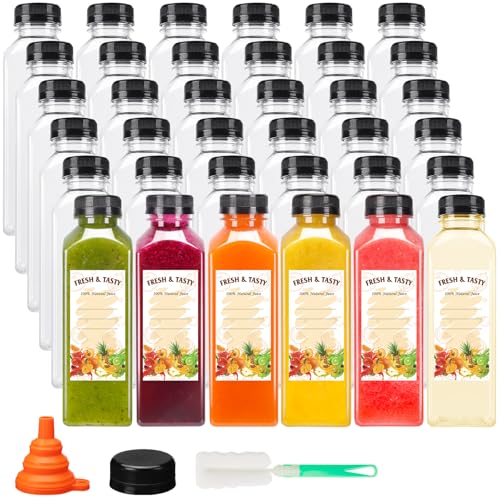 BAKHUK 36pcs 16oz Empty Plastic Juice Bottles with Caps, Reusable Clear Bulk Beverage Containers for Juice, Milk, Smoothie, and Other Beverages - Image 1