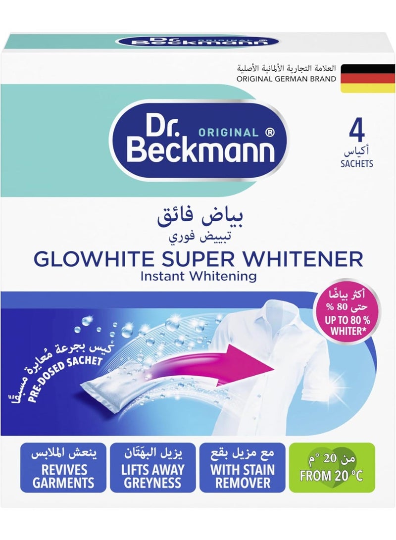Dr Beckmann Glowhite Super Whitener, Provides Maximum Whitening With Stain Remover- 4 sachets