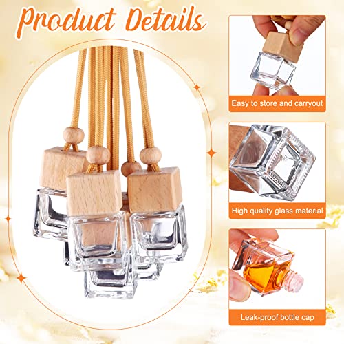Mkhaslri 60 Pcs Hanging Car Air Freshener Car Diffuser Bottle Empty Glass Perfume Bottles Air Freshener Diffuser Bottle Pendant for Essential Oils Fragrance Aromatherapy Ornament Decor (Fresh Style) - Image 2