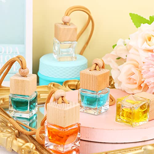 Mkhaslri 60 Pcs Hanging Car Air Freshener Car Diffuser Bottle Empty Glass Perfume Bottles Air Freshener Diffuser Bottle Pendant for Essential Oils Fragrance Aromatherapy Ornament Decor (Fresh Style) - Image 4